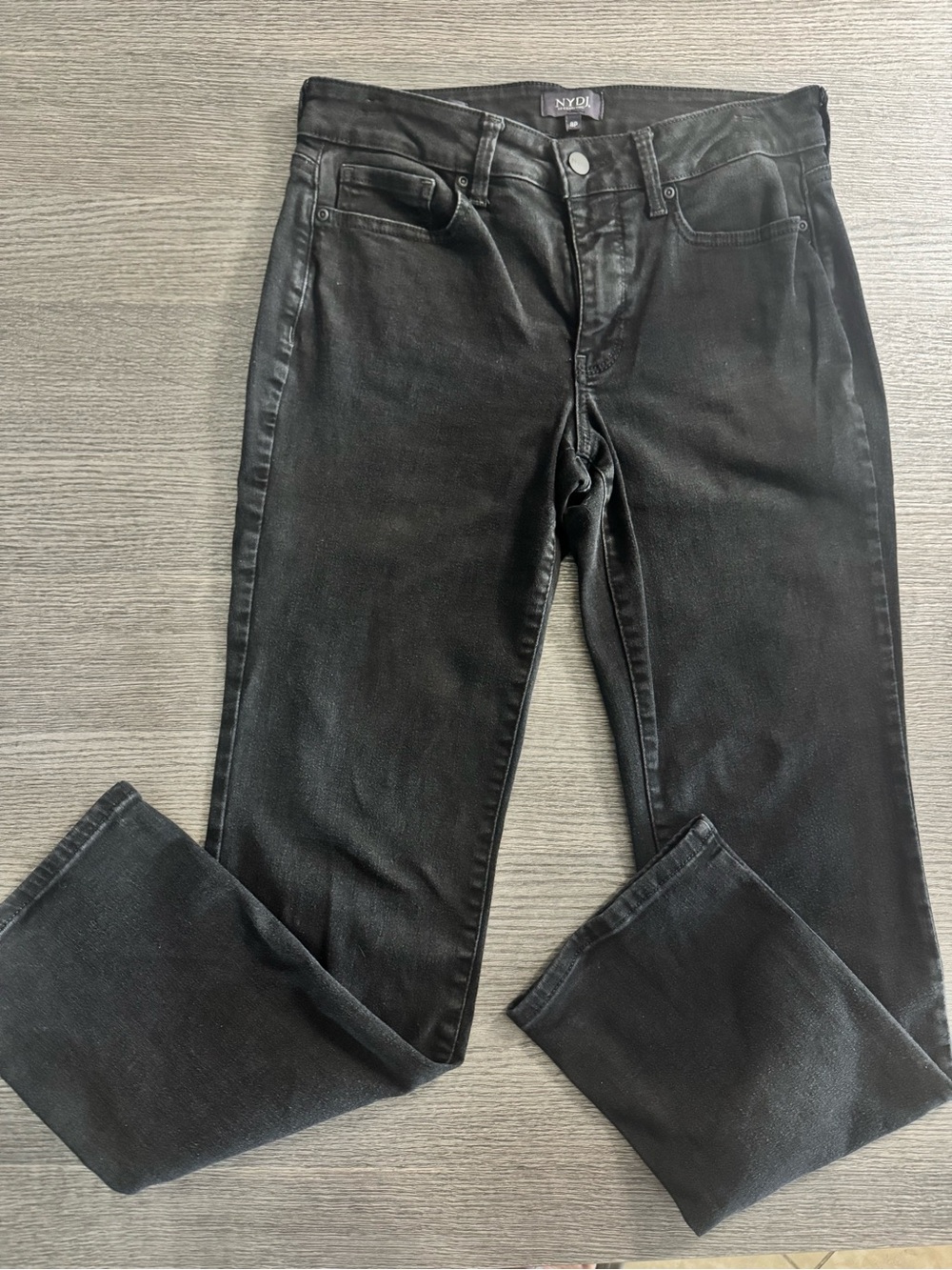 NYDJ Fit Is Everything Marilyn Straight Black Denim Jeans Women’s Size 8P